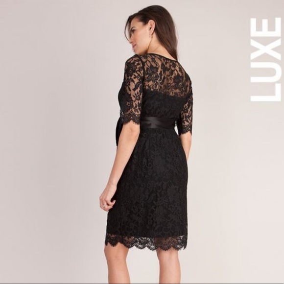 Seraphine Black Lace Maternity Cocktail Dress - Picture 2 of 9